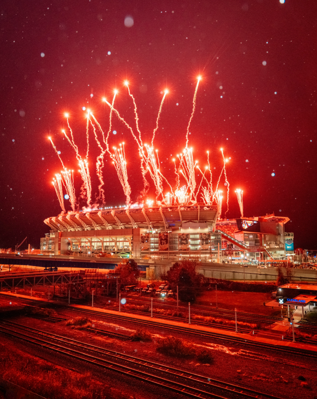 A Thursday Night Football Snowglobe in Cleveland, Ohio