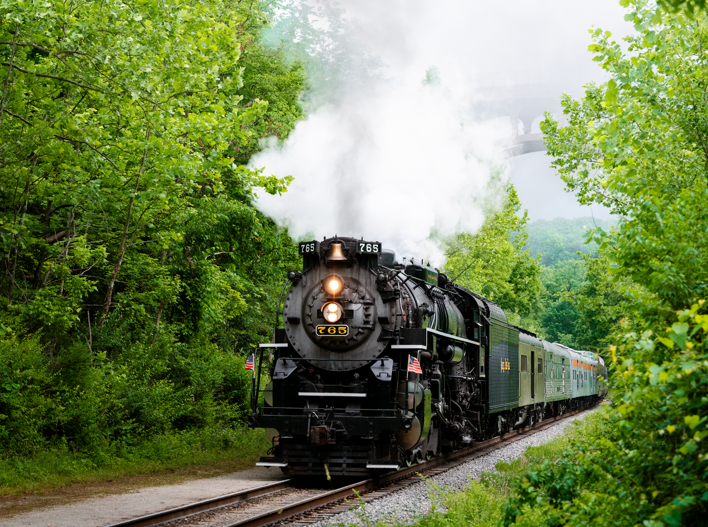 The Nickel Plate Road Steam Locomotive No. 765 Going Through Cleveland, Ohio
